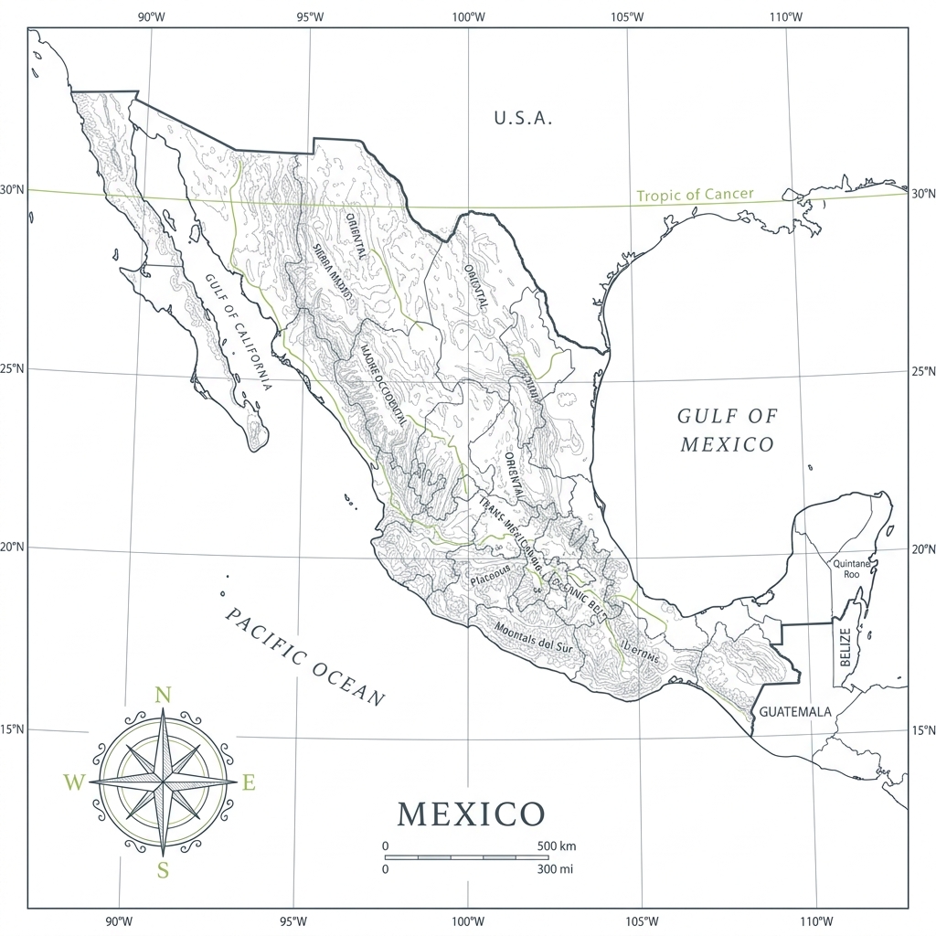 Mapa cartográfico de México (Modo Claro)